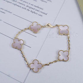 Van Cleef & Arpels braccialetto a cinque fiori rosa conchiglia bella-3527  