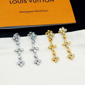 Louis Vuitton LV pizzo cavo intarsiato zircone motino floreale orecchini-3534  
