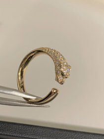 Cartier mezzo diamante leopardo micro intarsiato anello-3556  