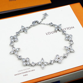 Louis Vuitton LV intarsiato zircone fiore braccialetto cavo-3572  