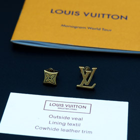 Louis Vuitton LV Lettera fiore ottone Distressed orecchini-3575  