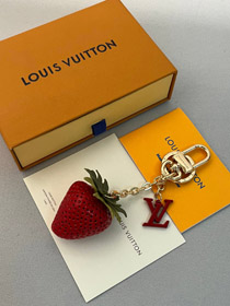 Louis Vuitton LV rosso rosa fragola borsa decorazione portachiavi pendente-3583  