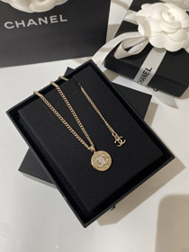 Chanel oro chiaro oro e argento colore corrispondente collana rotonda-3593  