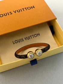 Louis Vuitton LV lettera rivestita tela braccialetto mini perla braccialetto in pelle braccialetto -  