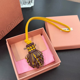 MIUMIU cuoio borsa fiore borsa cordone pendente-3668