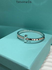 Tiffany pieno diamante moissanite diamante a forma di T fibbia braccialetto braccialetto-3684