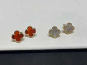 Van Cleef & Arpels rosso e bianco quattro foglie trifoglio orecchini-3700