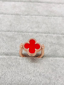 Van Cleef & Arpels trifoglio a quattro foglie nuovo anello a due lati-3701