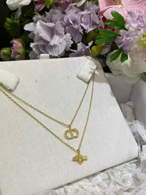 Dior oro diamante ale pendente doppia collana-3706