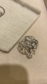 Hermes maiale naso tre strati catena argento aperto anello-3713