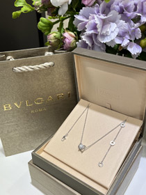 Bulgari bianco pieno diamante molla collana vita-3715