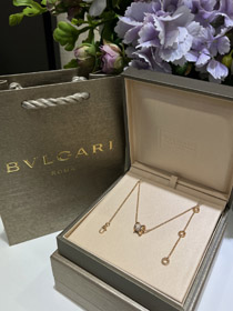 Bulgari rosa oro pieno diamante molla collana vita-3716
