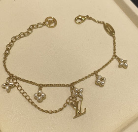 Louis Vuitton LV Lettera Florale Modello Perla Oro Bracciale-3724