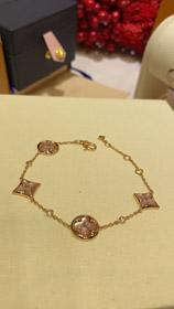 Louis Vuitton LV Rosa Madre Perla Florale Quattro Foglie Trifoglio Oro Rosa Bracciale-3728