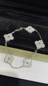 Van Cleef & Arpels quattro foglie trifoglio pieno diamante cinque fiori braccialetto-3732
