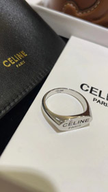 Celine nero lettera stampa argento anello-3737