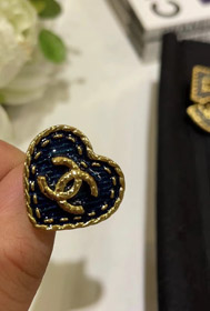 Chanel vintage oro doppio C denim modello amore anello-3738