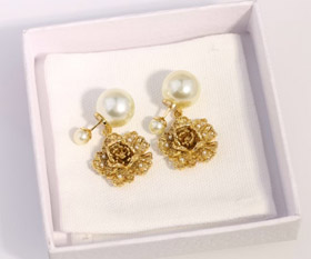 Dior grande e piccolo orecchini di perla di peonia-3771