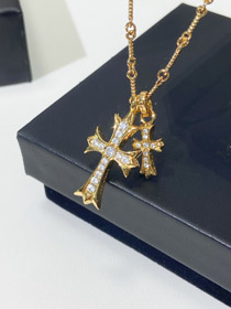 Cromo cuore croce collana-4019