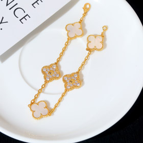 Van Cleef & Arpels classico cinque fiori diamante bianco braccialetto madreperla-3781