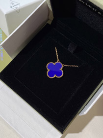 Van Cleef & Arpels quattro foglie trifoglio oro blu ossidiana collana larga-3791  