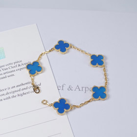 Van Cleef & Arpels Royal Blue Cinque Fiori Quattro Foglie Trifoglio Bracciale-3794  
