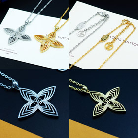 Louis Vuitton LV fiore cavo e lettera spike collana di fiori-3805  