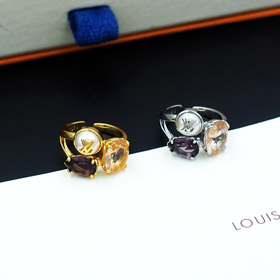 Louis Vuitton LV metallo fiore artiglio diamante anello-3807  