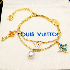 Louis Vuitton LV abalone chiave rosa smalto lettera doppio braccialetto -3818  