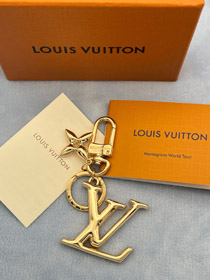 Louis Vuitton LV oro metallo lettera logo portachiavi-3867