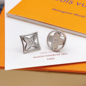 Louis Vuitton LV argento rotondo lucido orecchini-3877
