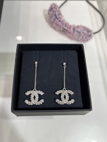 Celine doppio lato diamante doppio C pendente orecchini a catena lunga-3902  