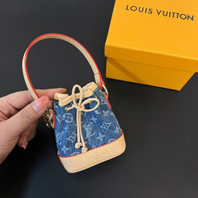 Louis Vuitton LV mini denim sacchetto secchio ciondolo portachiavi-3933