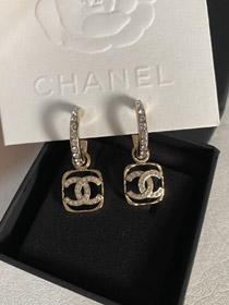 Chanel cavo strass orecchini quadrati-3951