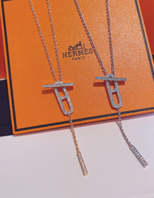 Hermes maiale naso diamante collana-4005