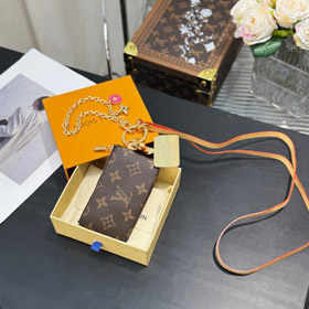 Louis Vuitton LV marrone vecchio fiore tela catena chiavi borsa con cerniera moneta-4049
