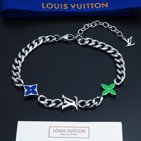 Louis Vuitton LV catena metallica blu-verde smalto braccialetto-4053