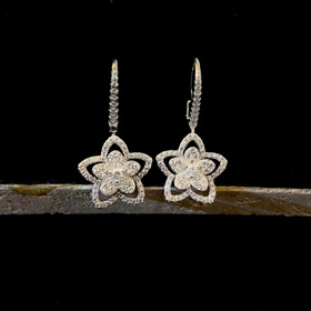 Graff diamante fiore oro bianco orecchini-4068