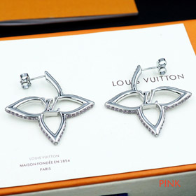 Louis Vuitton LV fiore metallo contorno cavo diamante orecchini-4064
